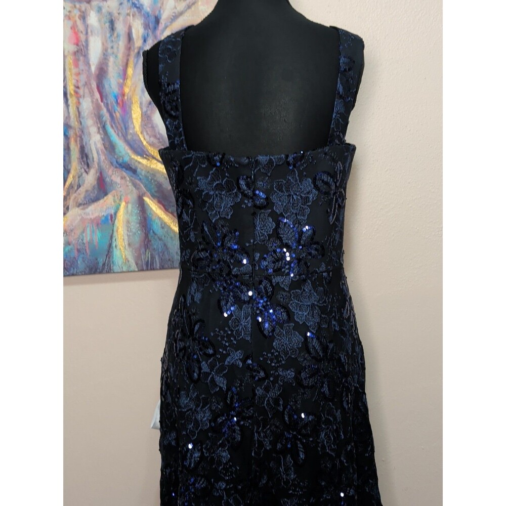Dress The Population Anabel Women XXL Navy Blue Sequin Embroidered Floral Gown - Picture 8 of 16